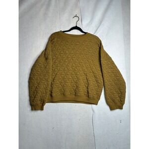 Things Between Quilted Pullover Sweatshirt Mustard Yellow Ochre TBT128 Mens M